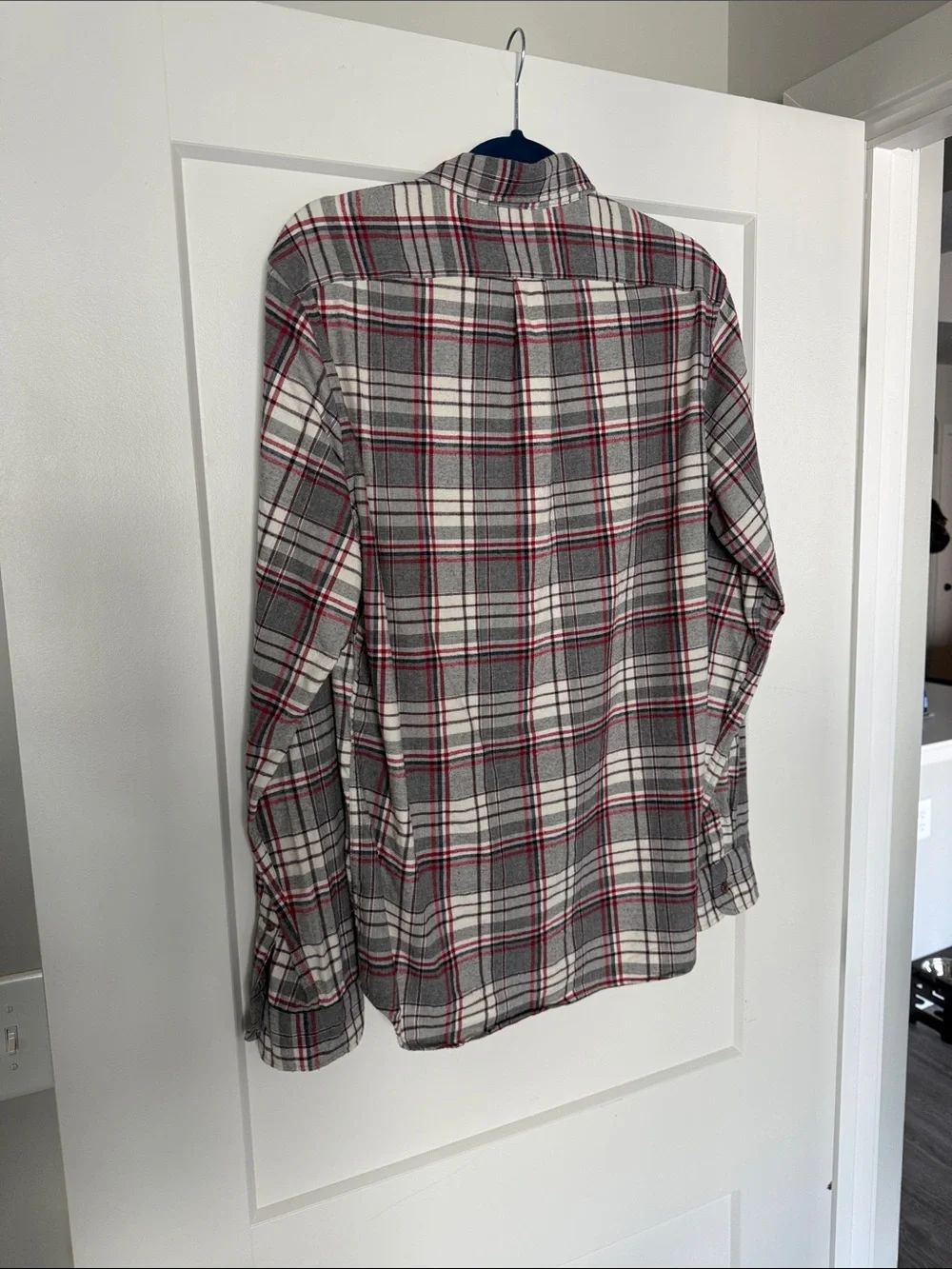 J. Crew Gray, White & Red Plaid Button-Down Shirt - Casual Long Sleeve